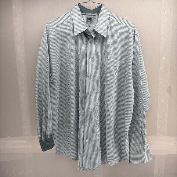 Cinch Performance Shirt Men's Large Blue Geometric Flip Cuff Western Monogram - Picture 1 of 7